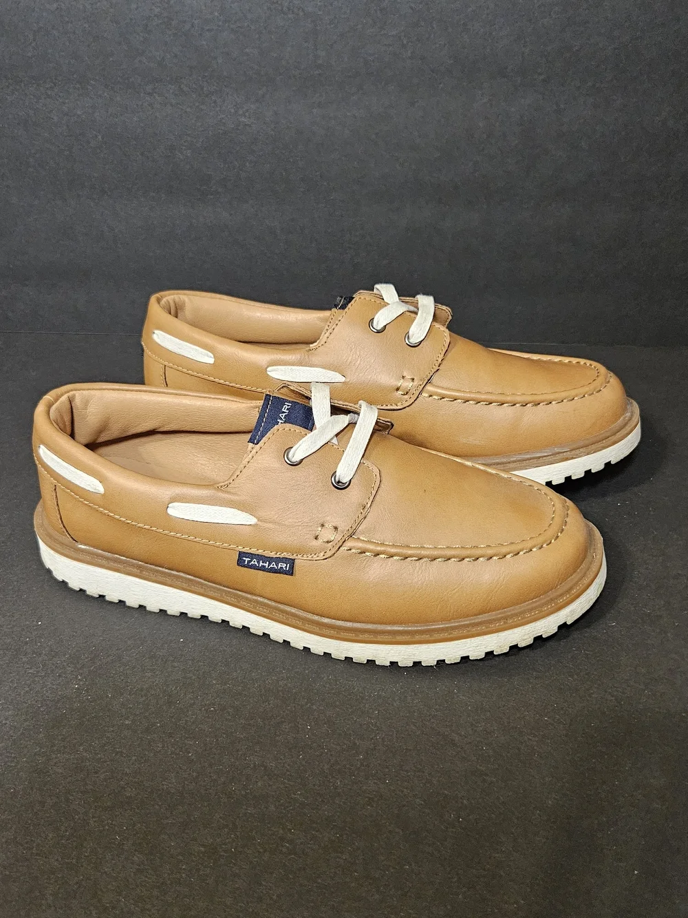 Tahari  Youth  Tan Leather Boat Shoes